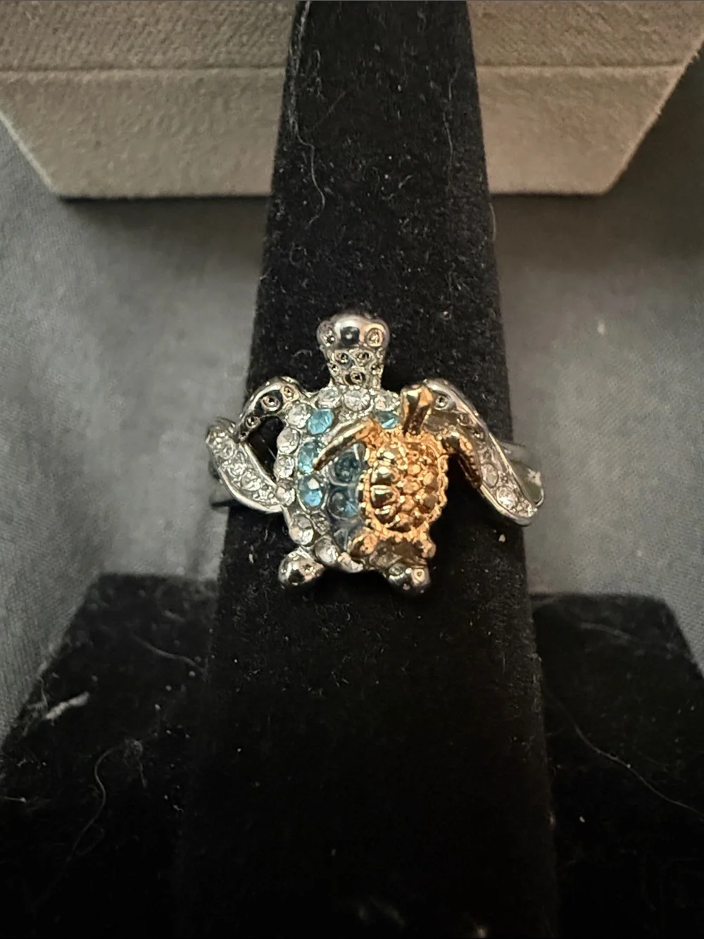 925‎ Mom loves you forever turtle ring